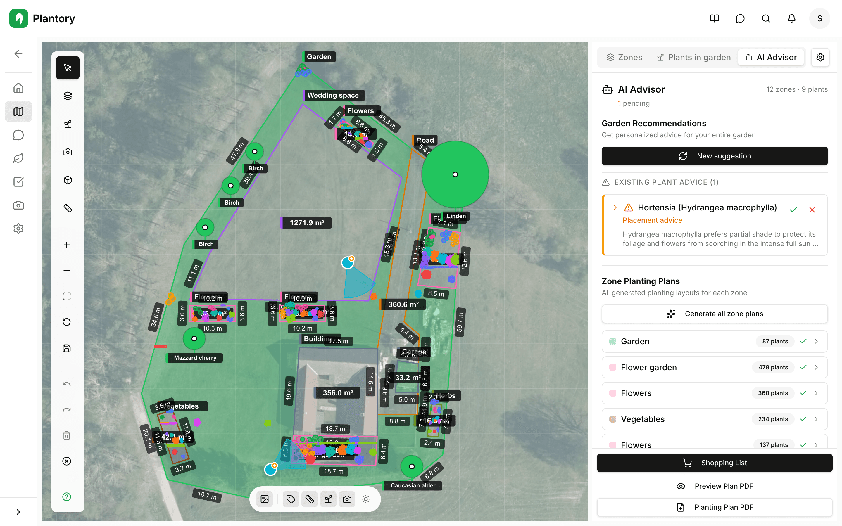 Scheda consulente IA nel pannello di pianificazione