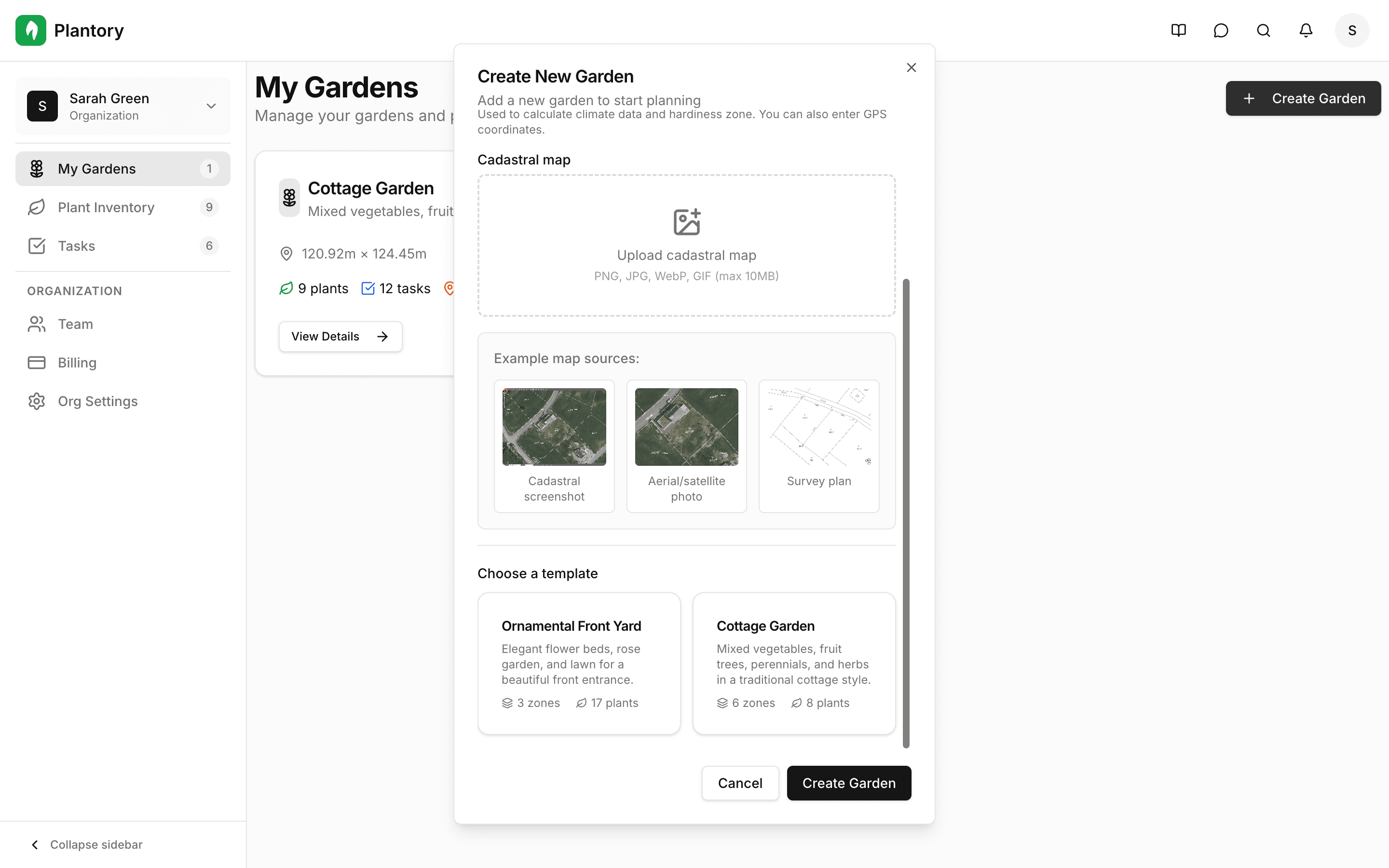 Galleria di modelli che mostra i modelli di giardino disponibili
