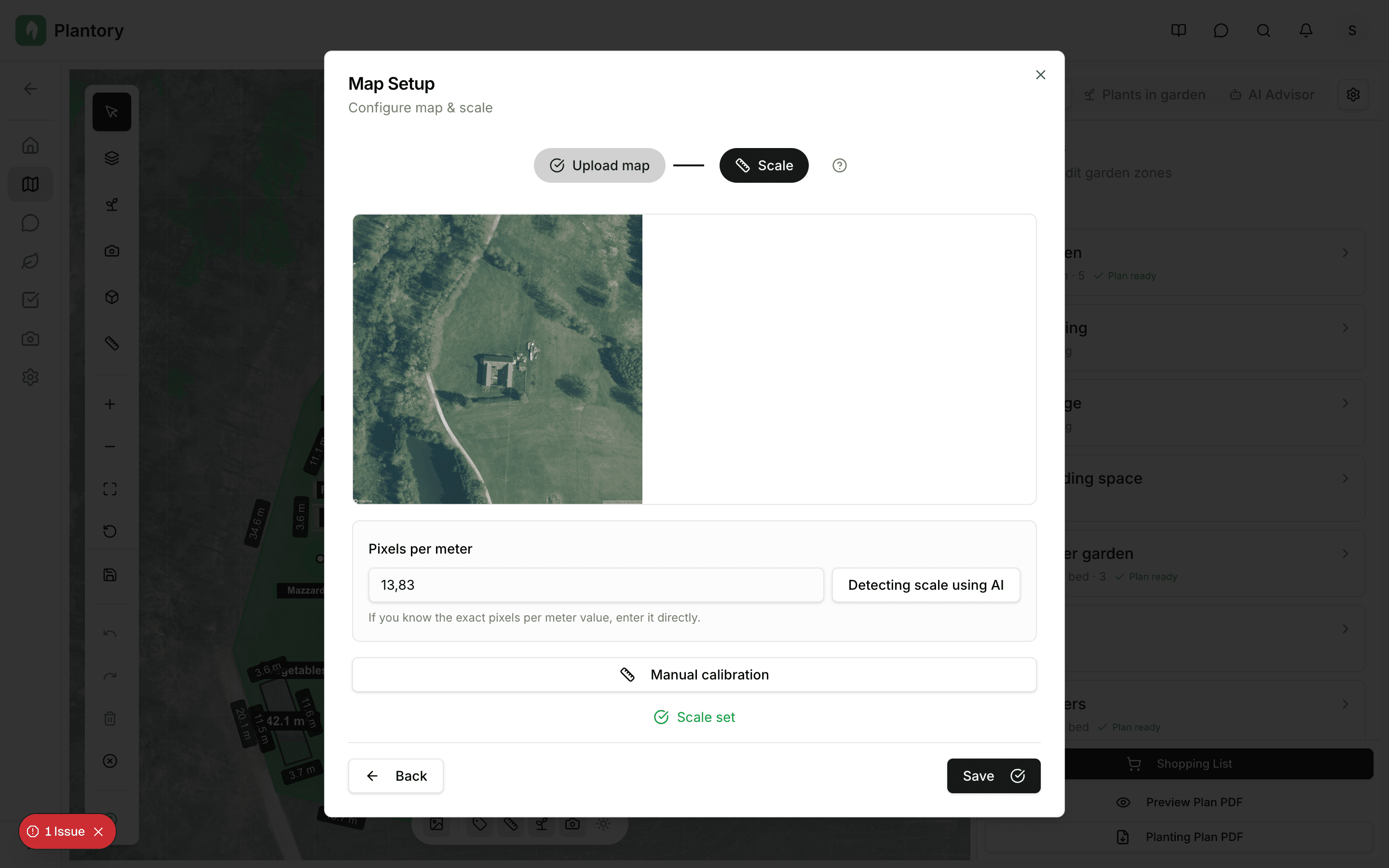 Modalità di calibrazione manuale con linea disegnata sul canvas